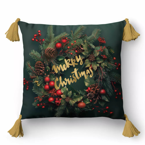 5377 A Merry Christmas Dekorativer Weihnachtskissenbezug Weihnachtsdeko Detexpol - Reißverschluss