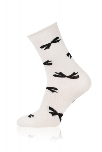 S183D Figaro Women's lange druckfreie Socken Italian Fashion - Schleifen