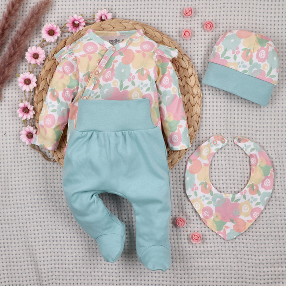 Babyset NINI Colorful Fruits Bio-Baumwolle Body Strampler Mütze Mädchen