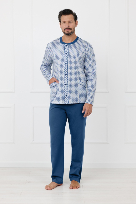 Herren-Pyjama Homer Italian Fashion aus Baumwolle, lang, zum Knöpfen
