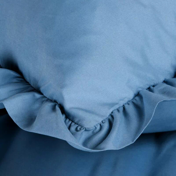 Eurofirany MI Mikrofaser-Bettwäsche mit Rüsche, weich, mit Reißverschluss, blau