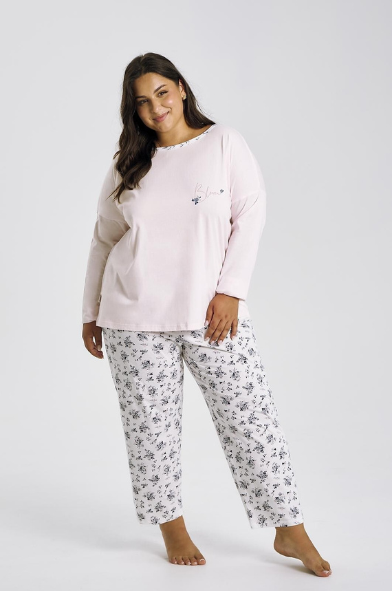 Damenpyjama Ella 3465/3466 TARO rosa – Baumwolle, lange Ärmel, bequem und stilvoll