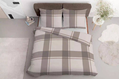 5218 B Detexpol-Bettwäsche aus beigem Satin mit Karomuster