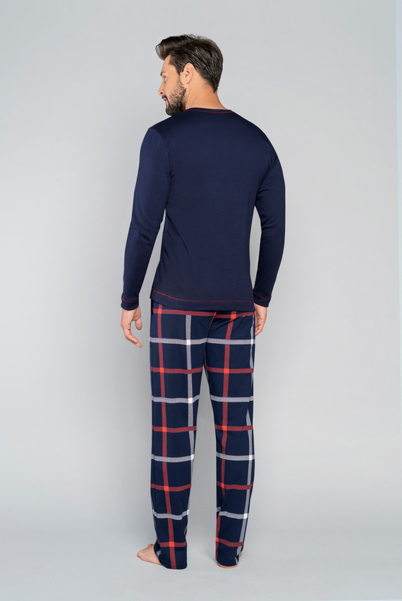 Horton Herren Schlafanzug langarm, lange Hose Italienische Mode - marineblau/print