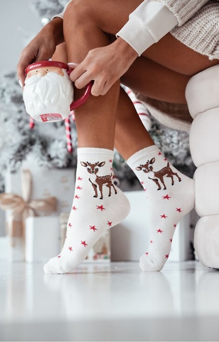 1283-030 Jelonek Damen Weihnachtssocken Milena ecru – Baumwolle