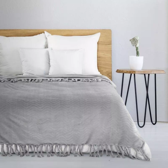 Emma Blanket Tagesdecke mit Fransen, Eurocurtains, Silber
