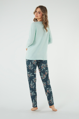 Julietta Damen Schlafanzug langarm, lange Hose Italian Fashion - pistazie/print 