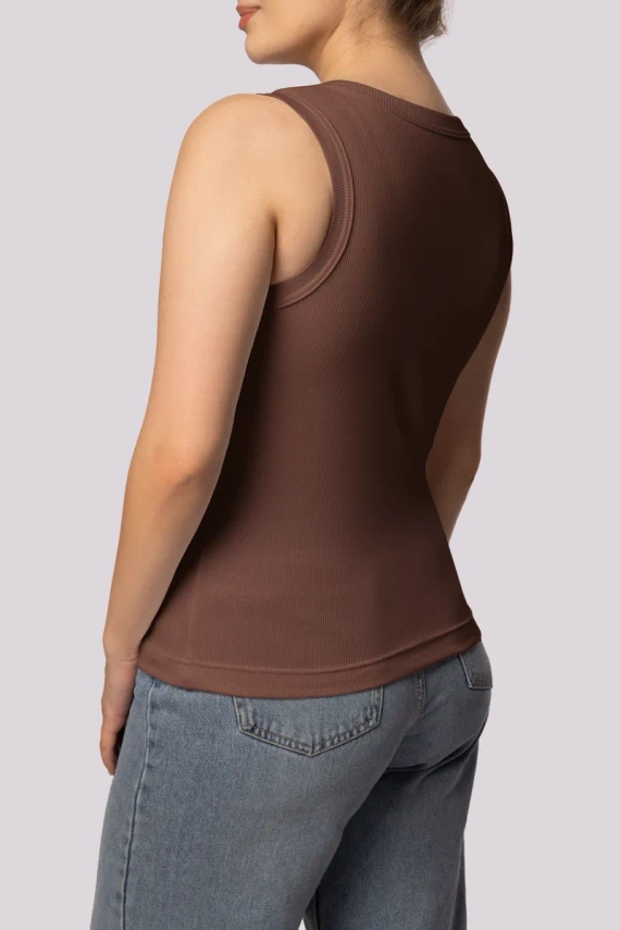 Ribben Tank Top Mona Damen ärmelloses T-Shirt, Schokolade