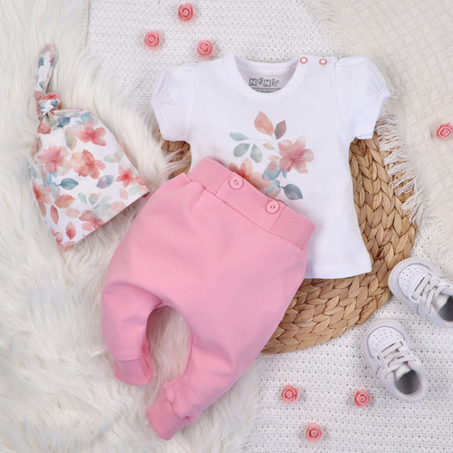 ABN-5422 Bunte Blumen Bio-Baumwollbluse Nini weiß