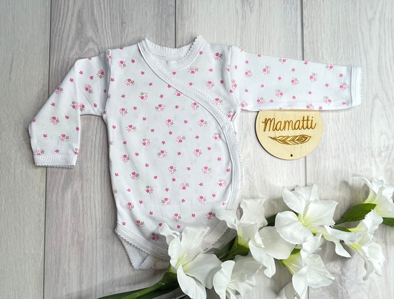 Mamatti Envelope Baby Body BD15326 Blumen – Langarm, Baumwolle
