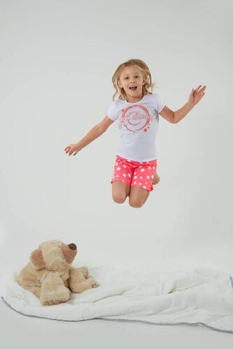 Raba Mädchen-Schlafanzug Italian Fashion - weiß/himbeerfarbener Druck