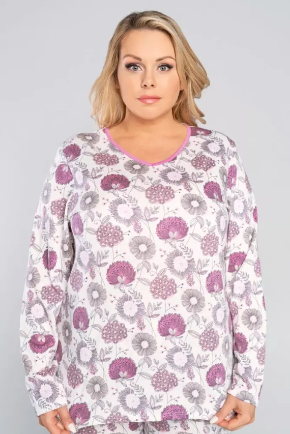 Damen Schlafanzug langarm, Hose Lobelia Italian Fashion -