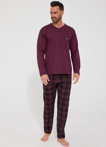 Herren-Pyjama Cornette 122/334 Russell 100% Baumwolle Lang V-Ausschnitt