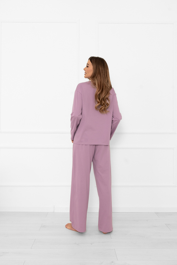 Damenpyjama Ksara Italian Fashion - Baumwolle, langarm und Hose mit Taschen - heather