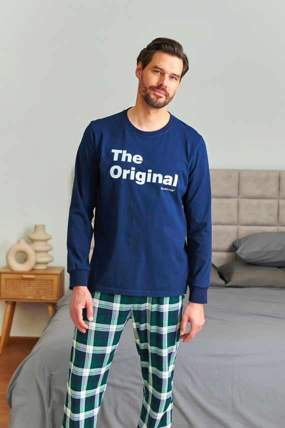 7341 Doctor Nap – Herren-Pyjama „The Original“ | 100 % Baumwolle, polnische Produktion – Marineblau