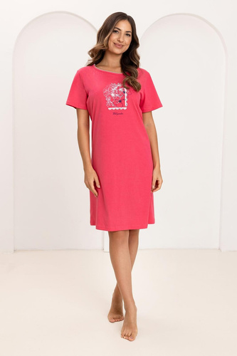 Damen-Pyjama Regina 174, 100% Baumwolle, mit Print, Kurzarm, Komfort für jede Nacht