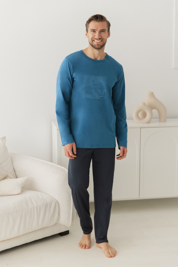 Herren-Pyjama Taro 3672 Rafael 100% Baumwolle Langarm und Hose