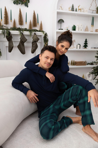 Luke Sensis Herrenpyjama – Baumwolle, lang, grün kariert