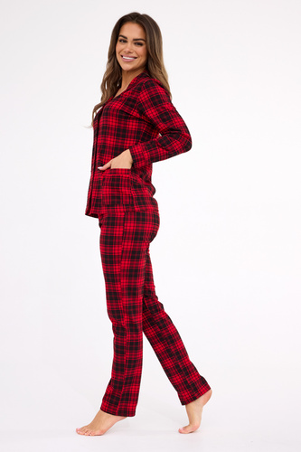 482/423 Tracy Cornette Damenpyjama – langärmelige, karierte Bluse mit Reißverschluss