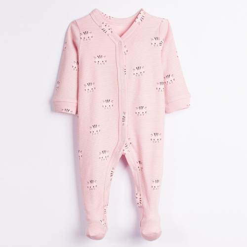 Nicol Tosia 225032 Babystrampler aus Baumwolle, rosa, mit Katzen- und Fußmotiven