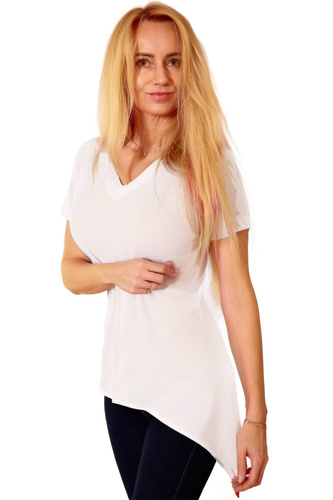 Aria Mirale Bluse – Viskose, asymmetrisch, V-Ausschnitt – Ecru