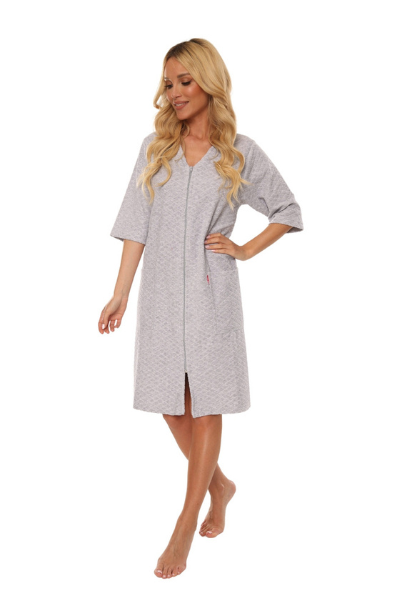 431 Velour Forex Damen Bademantel - hell melange