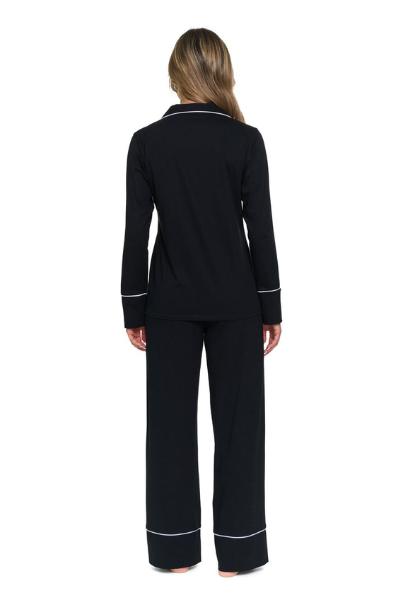 Damen-Pyjama Doctor Nap 7527 Noir, 100% Baumwolle, lang, zum Knöpfen