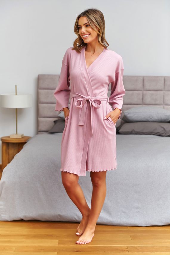 Doctor Nap 7465 Damenbademantel Baumwolle Kimono rosa