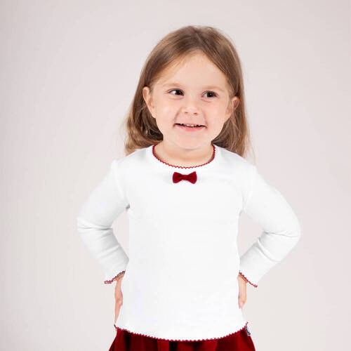 163568 Langarmbluse „Magic of Christmas“ Nicol – bordeauxrote Schleife