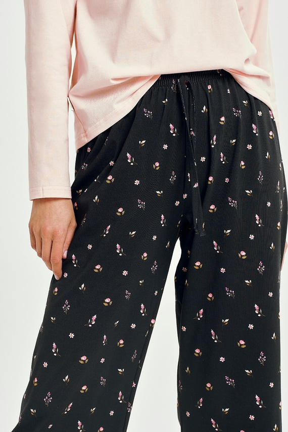 Taro Irene Damen-Pyjama 3457 rosa – lange Ärmel, 3/4 Hose, Baumwolle