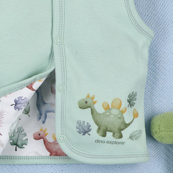 ABN-5575 Dino Explorer Nini Weste – Bio-Baumwolle, bequemer Verschluss