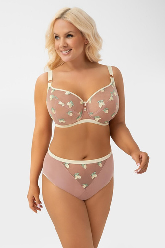 F013 Citronella Gorsenia Damen-Slip Mittlere Taille Stickerei Zitronen Komfort