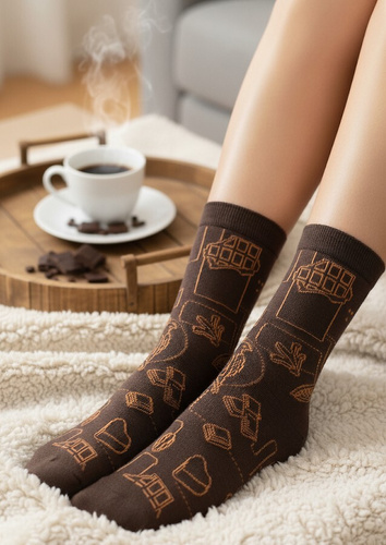 U04.WED Wedel wz.04 Socken – Unisex, Muster inspiriert von Schokolade