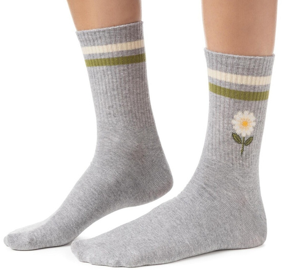 Damen Socken Steven art.099 Baumwolle Bunte Muster Flache Naht - 116 grau
