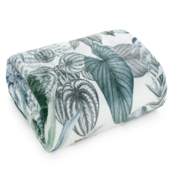 Davos 2 Decke Tagesdecke Blätter Eurofirany grün und silber