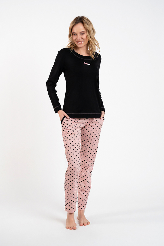 Bonilla Damen Schlafanzug langarm, lange Hose Italian Fashion schwarz/print 