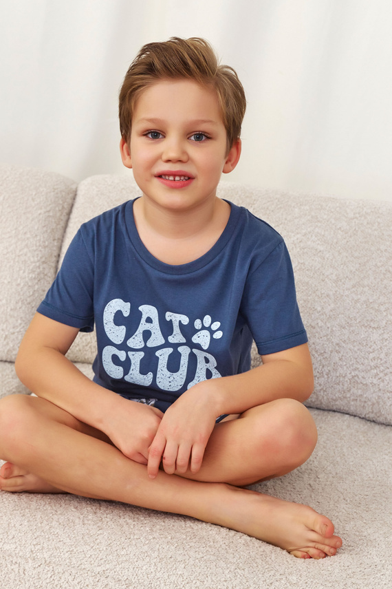 7205 „Cat Club“ Unisex Doctor Nap Kinderpyjama – tiefblau