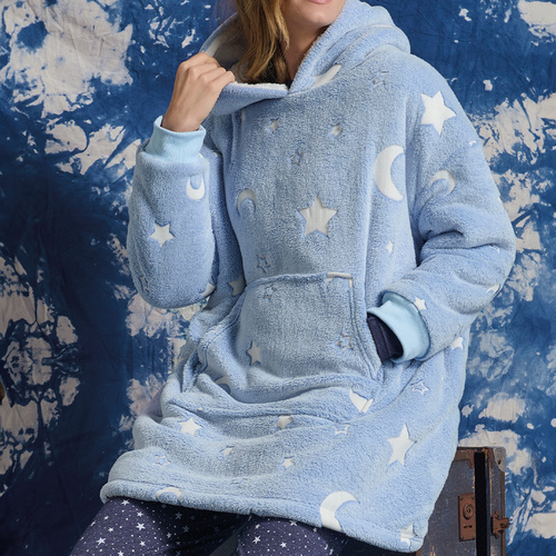 Milana Sorbetto Decken-Sweatshirt – blau, Fleece, im Dunkeln leuchtend
