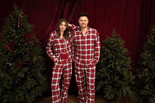 Sensis Lucas Herren-Flanell-Pyjama 100% Baumwolle Rot kariert