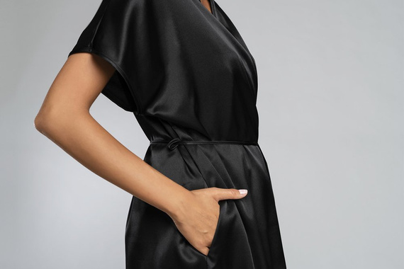 Touch Kurzarm-Bademantel Italian Fashion - schwarz