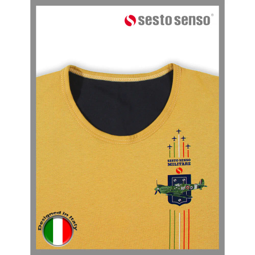 7542 Sesto Senso Herren-Langarmpyjama – Senf
