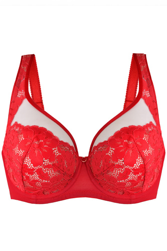 19150 Jasmin BH Plunge Milano Rot – weich, Spitze, großer Busen