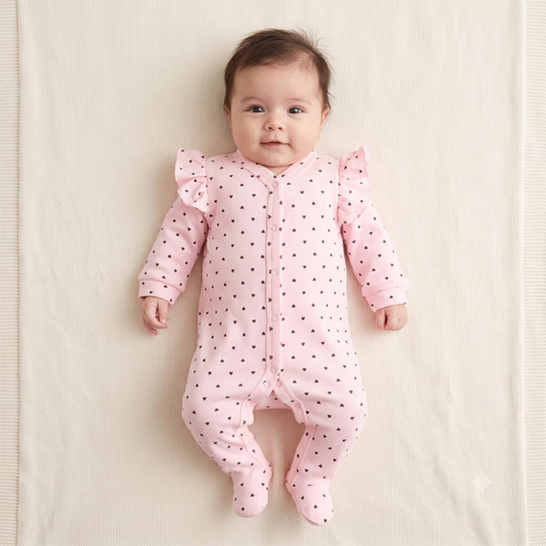Nicol Tosia Babystrampler 225031 100% Baumwolle Rosa mit Herzen
