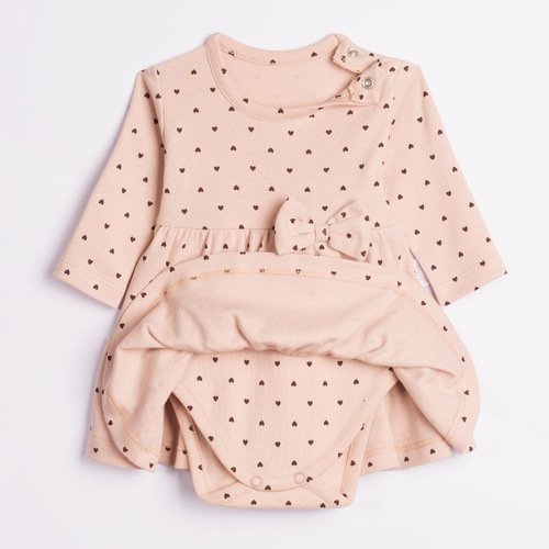 226160 Nicol HANIA Baumwoll-Kleid-Body beige mit Herzchenprint