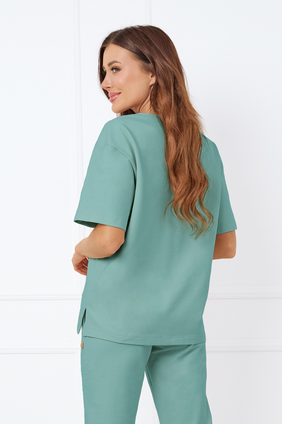 Caro Kurzarmbluse Italian Fashion - Salbei 