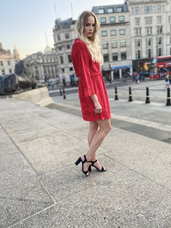 457 Milagros Damen Kurzer Morgenmantel Forex - rot