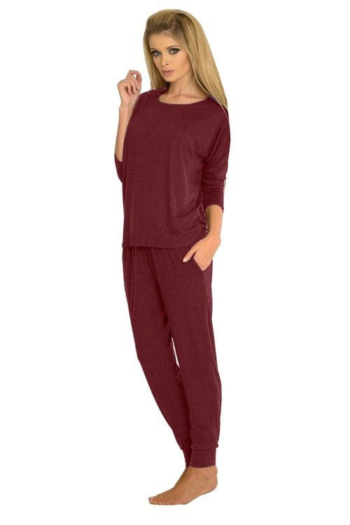 555 Paula Damen Schlafanzug De Lafense - kastanienbraun