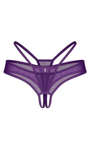 Vibres Crotchless Thong Obsessiver lila Tanga – offener Schritt, zartes Netz