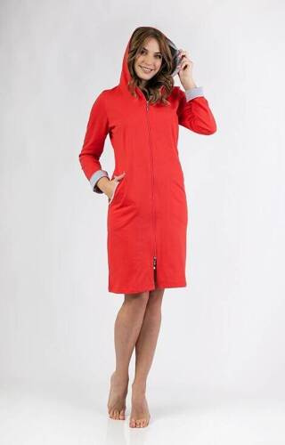 158 Damenbademantel mit Kapuze Regina – rot