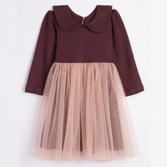 226161 Nicol HANIA Kleid-Body mit Tüll beige braun langarm